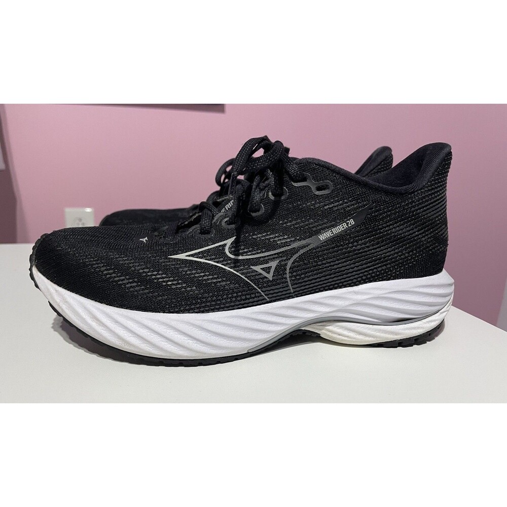 Mizuno Sneakers Womens 8 Black White Wave Rider 28 Exercise Running Shoes‎